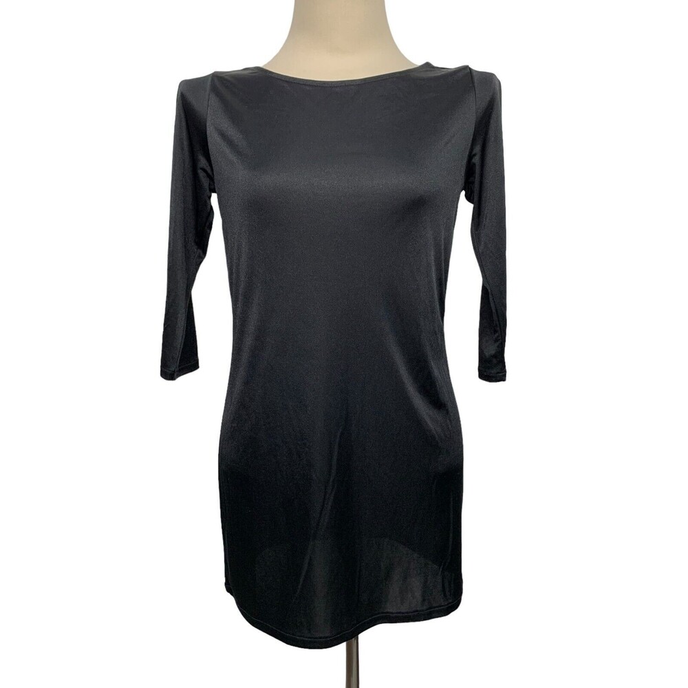 A/X Armani Exchange Women's size S/M Black Beaded Draped Back Dress 3/4 Sleeve - Picture 5 of 10